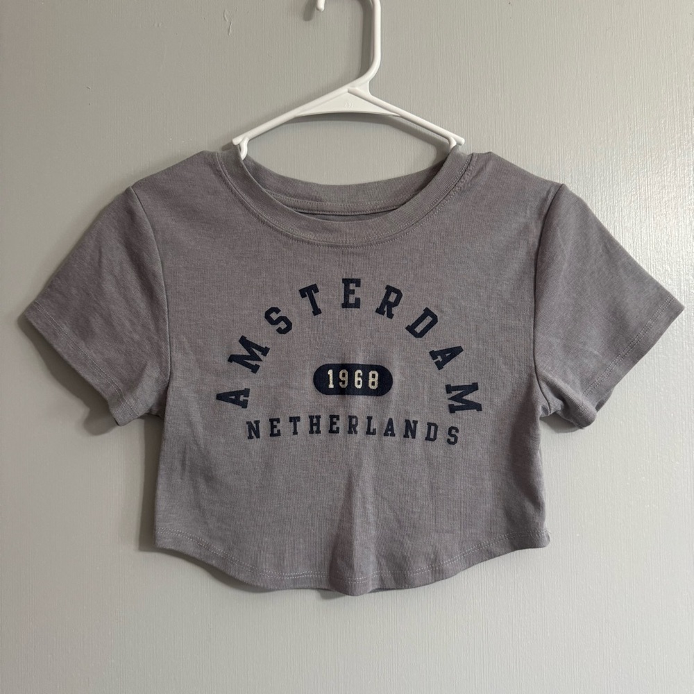 Amsterdam Netherlands Grey Crop Top Size XS